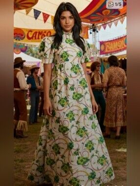70's Clover Boho Maxi Dress
